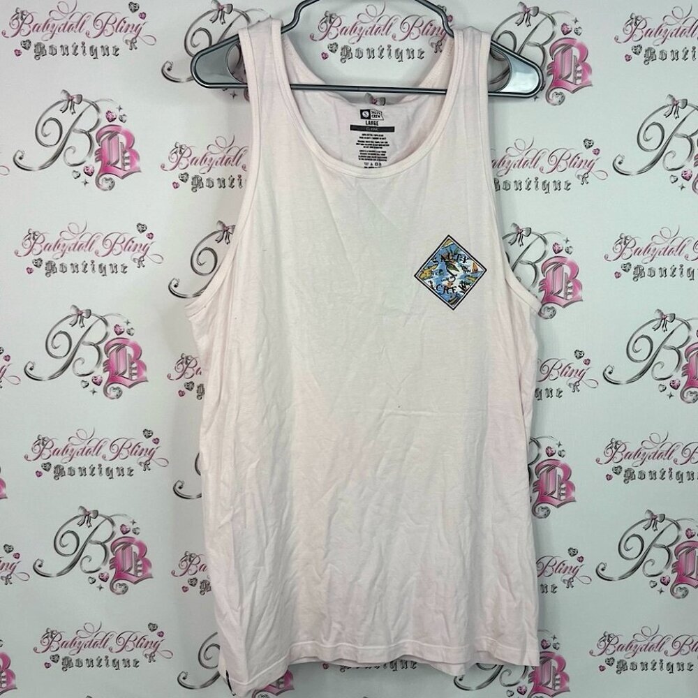 Salty Crew tank top surf beach style White Tank Top with Graphic Patch